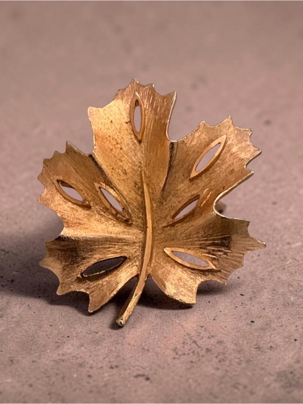 Vintage BSK Gold-Tone Leaf Brooch